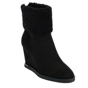 DKNY Powell Black Faux Shearling Wedge Booties Size 9 New without box